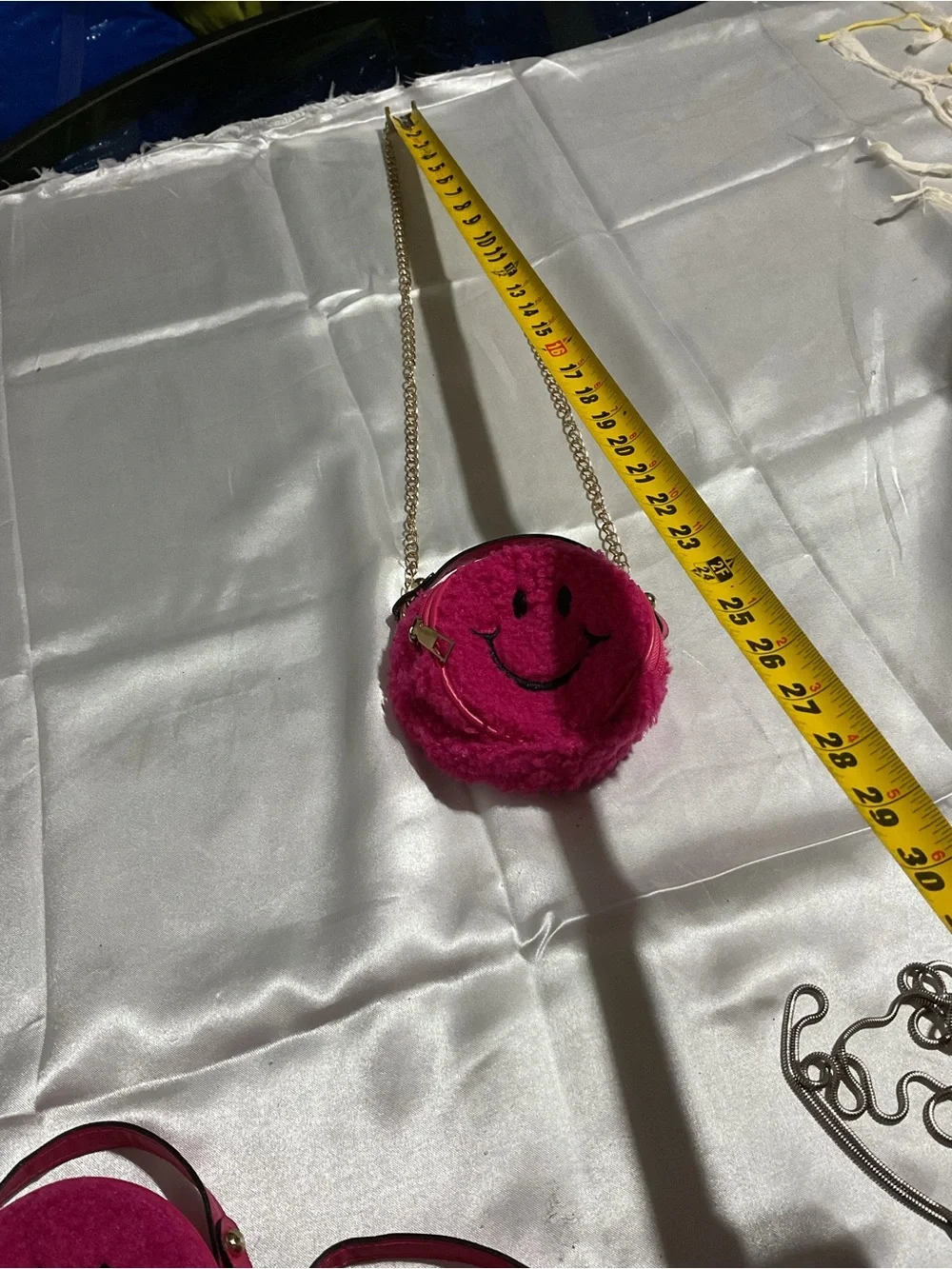 Fuchsia Smiley Faux-Fur Crossbody Bag